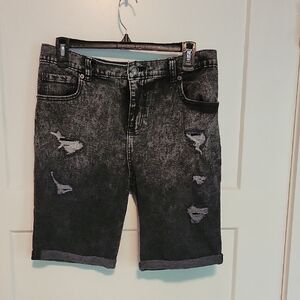 Boy's Distressed Black Denim Shorts